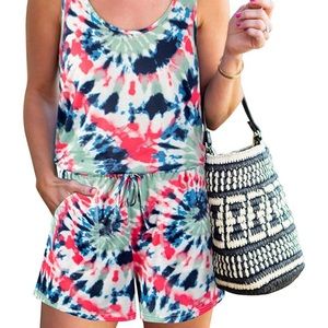 Colorful Tie Dye Romper NWT